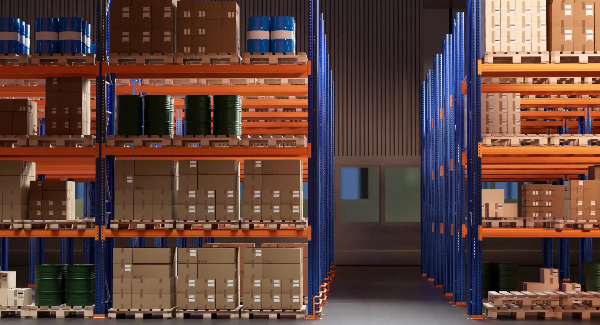 distribution center hangar with boxes